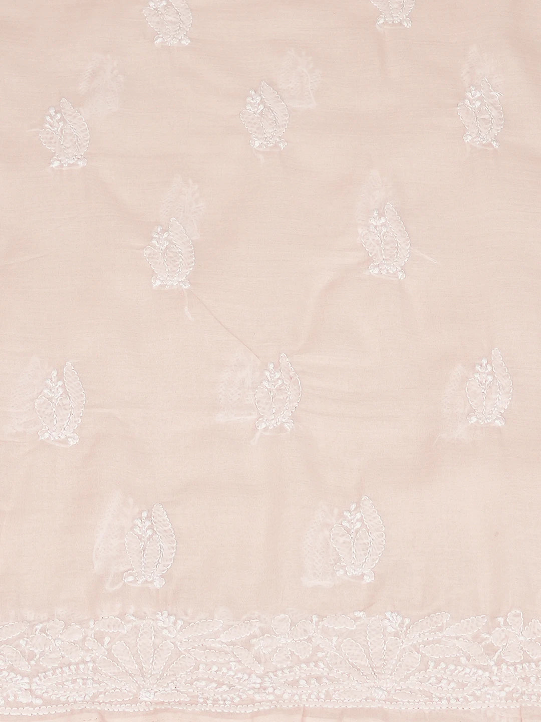 Ada Hand Embroidered Peach Cotton Lucknowi Chikankari Unstitched Kurta Piece 01A772850