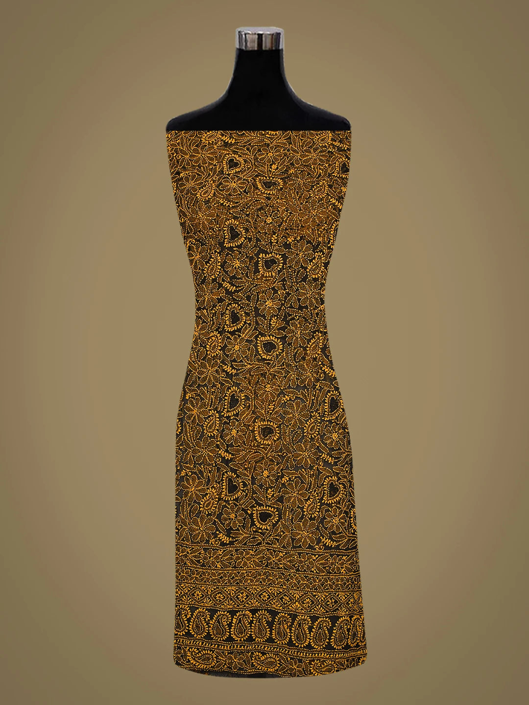 Ada Hand Embroidered Black Georgette Lucknowi Chikankari Unstitched Kurta Piece 01A736955