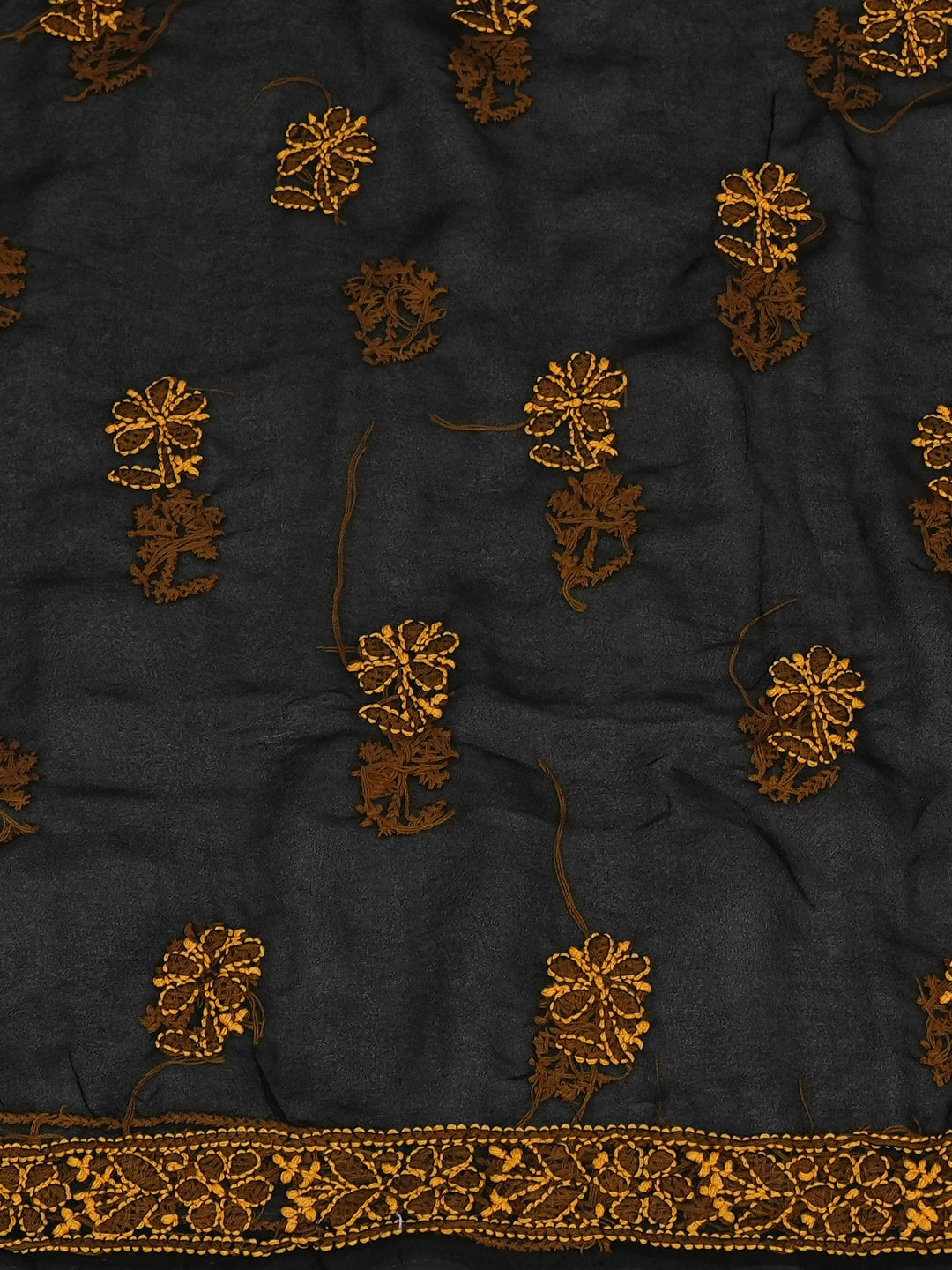 Ada Hand Embroidered Black Georgette Lucknowi Chikankari Unstitched Kurta Piece 01A736955