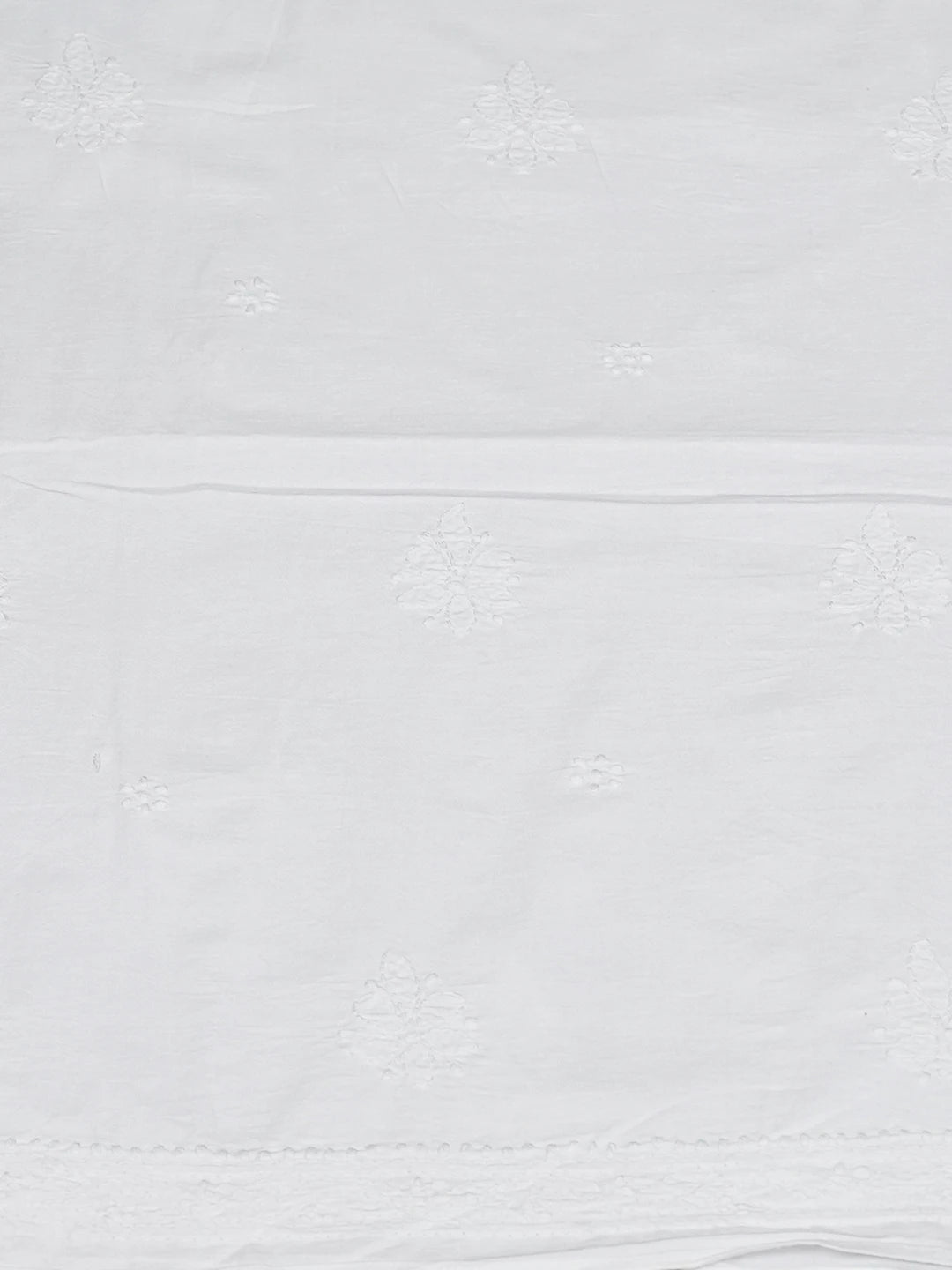 Ada Hand Embroidered White Cotton Lucknowi Chikankari Unstitched Kurta Piece 01A613505