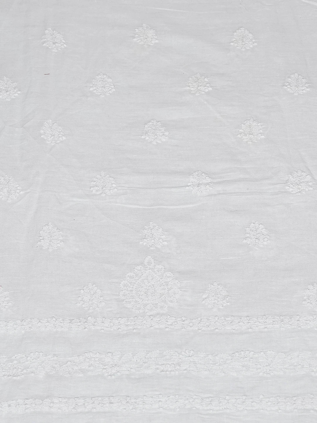Ada Hand Embroidered White Linen Lucknowi Chikankari Unstitched Kurta Piece A278131