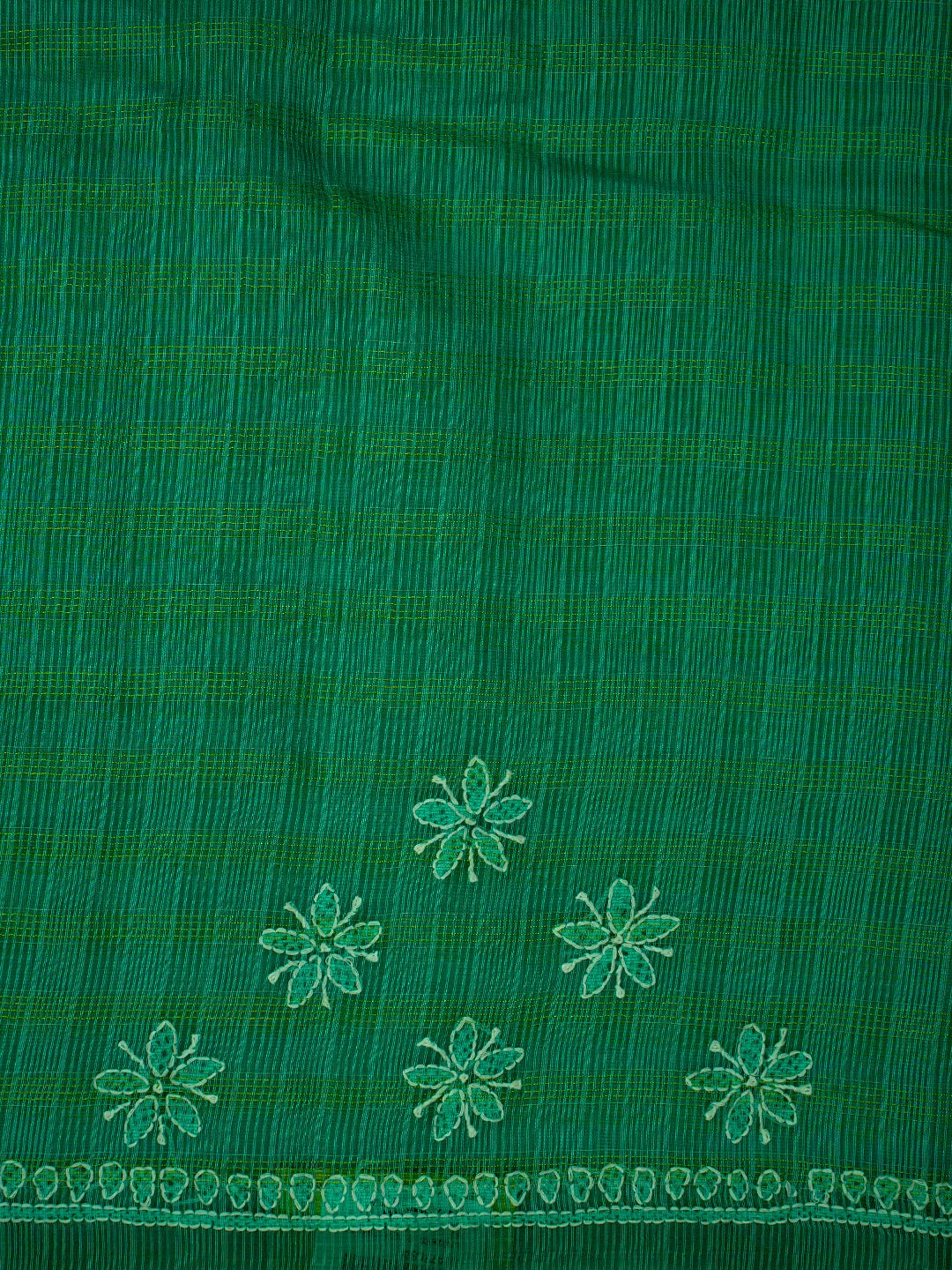 Ada Hand Embroidered Green Super Net Lucknowi Chikankari Saree and Blouse 01A775604