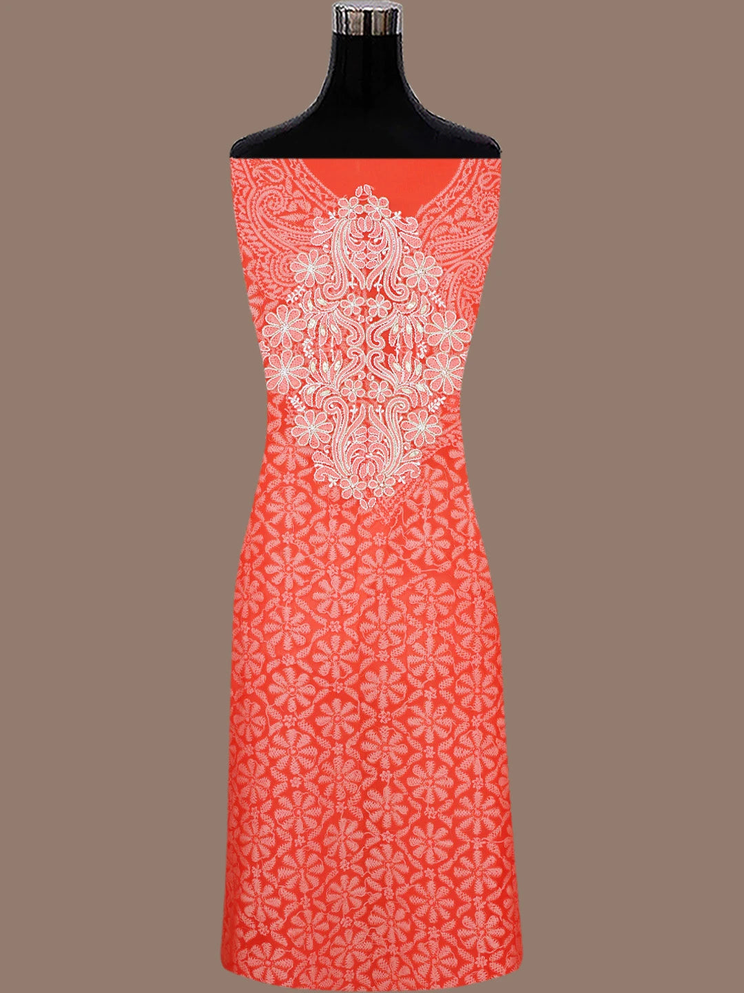 Ada Hand Embroidered Candy Apple Red  Faux Georgette Lucknowi Chikankari Unstitched Suit Piece With Gota Patti Work A514832