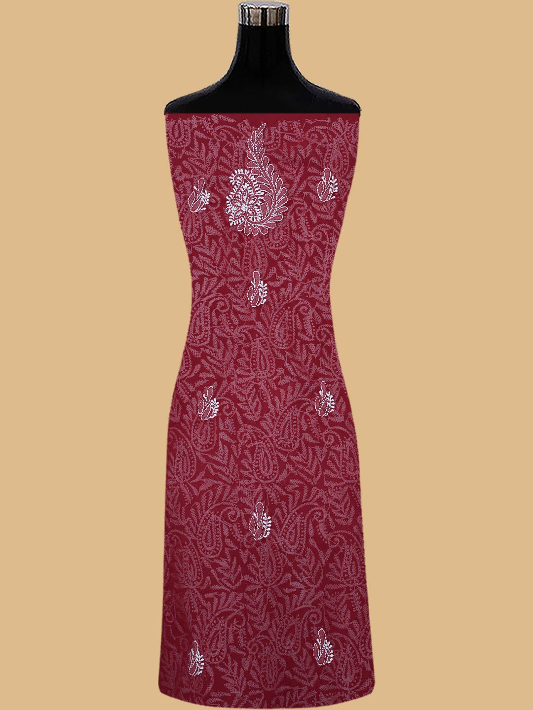 Ada Hand Embroidered Maroon Georgette Lucknowi Chikankari Unstitched Suit Piece 01A476680