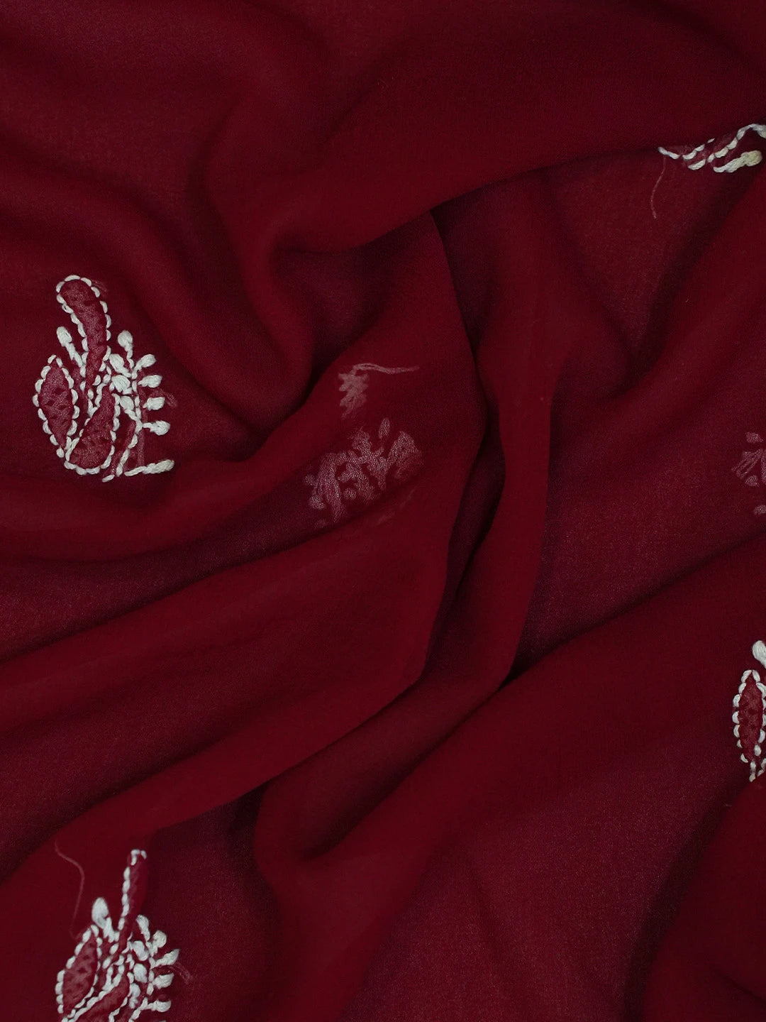 Ada Hand Embroidered Maroon Georgette Lucknowi Chikankari Unstitched Suit Piece 01A476680