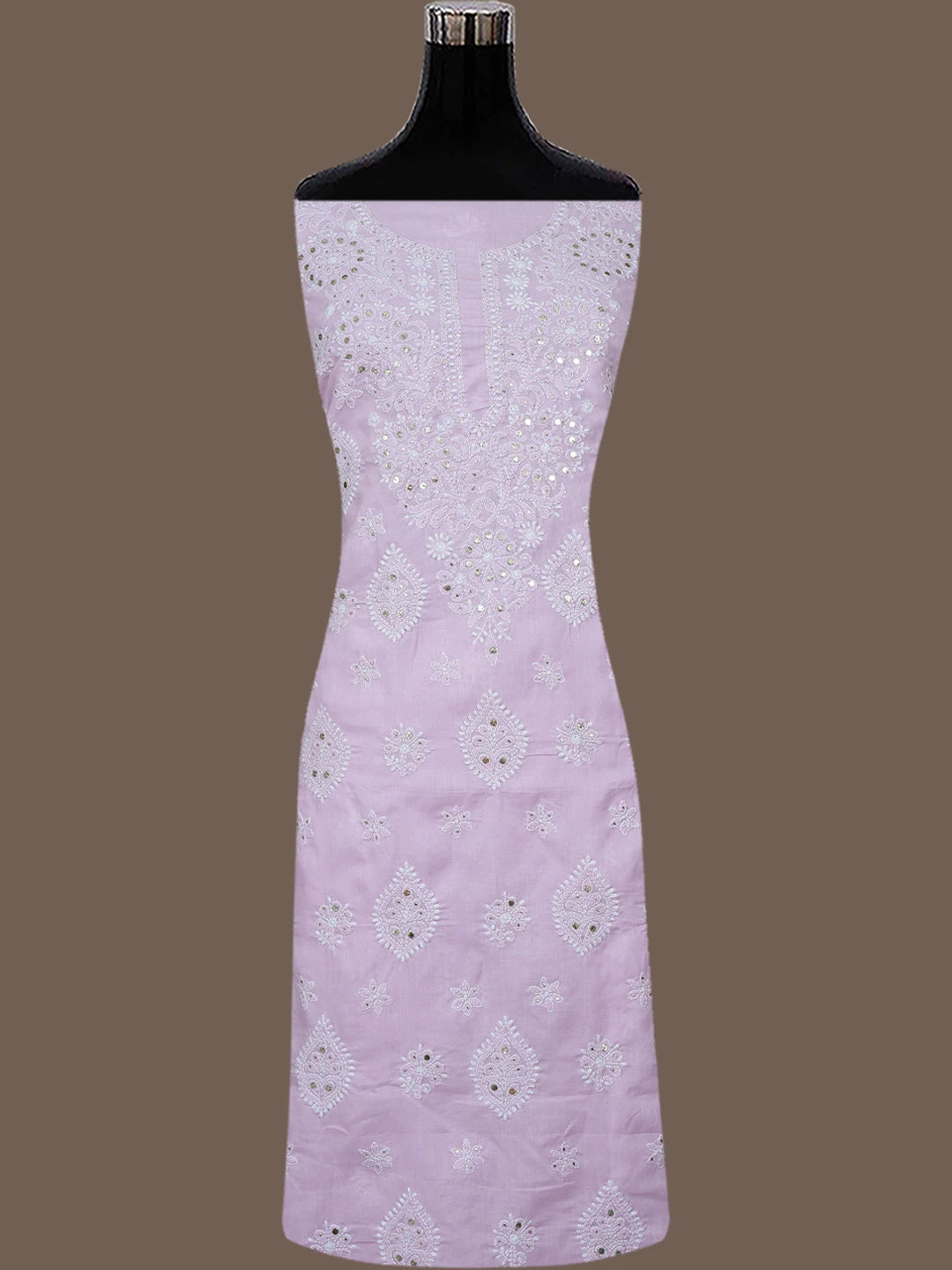 Ada Hand Embroidered Mauve Cotton Lucknowi Chikankari Unstitched Suit Piece With Mukaish Work 01A657412