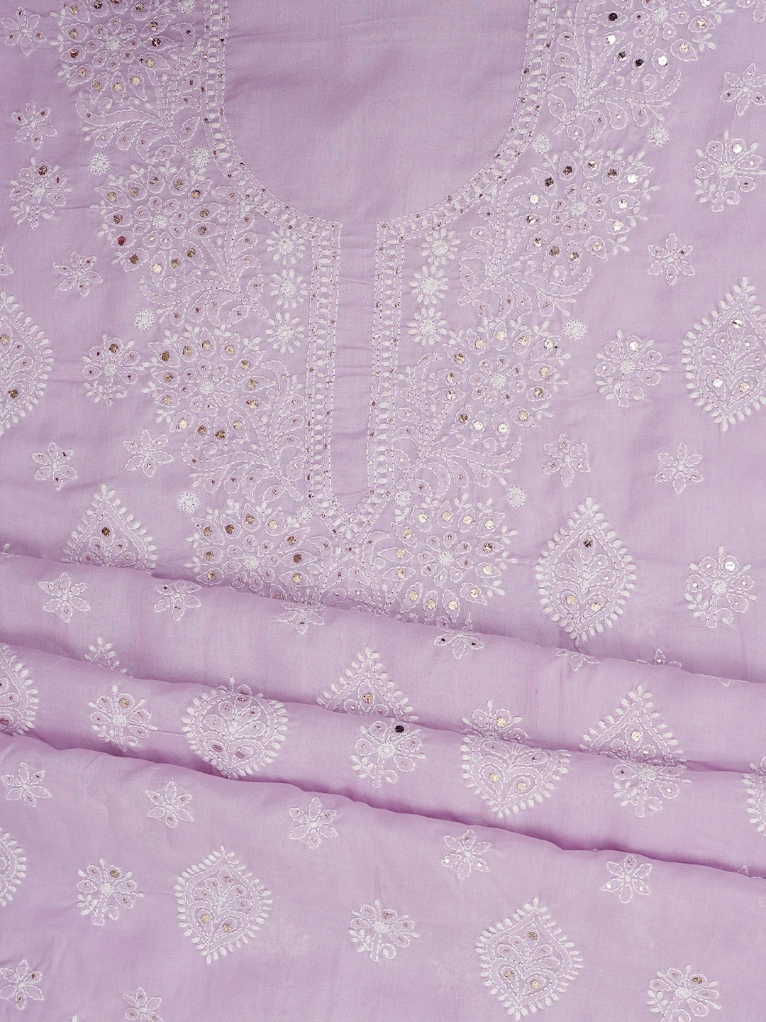 Ada Hand Embroidered Mauve Cotton Lucknowi Chikankari Unstitched Suit Piece With Mukaish Work 01A657412