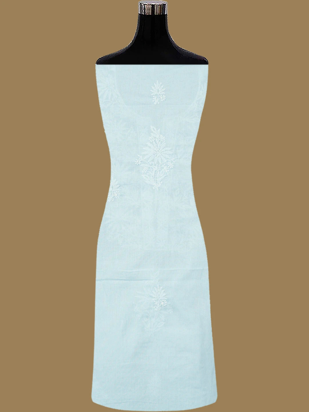 Ada Hand Embroidered Sky Blue Cotton Lucknowi Chikankari Unstitched Suit Piece 01A773557