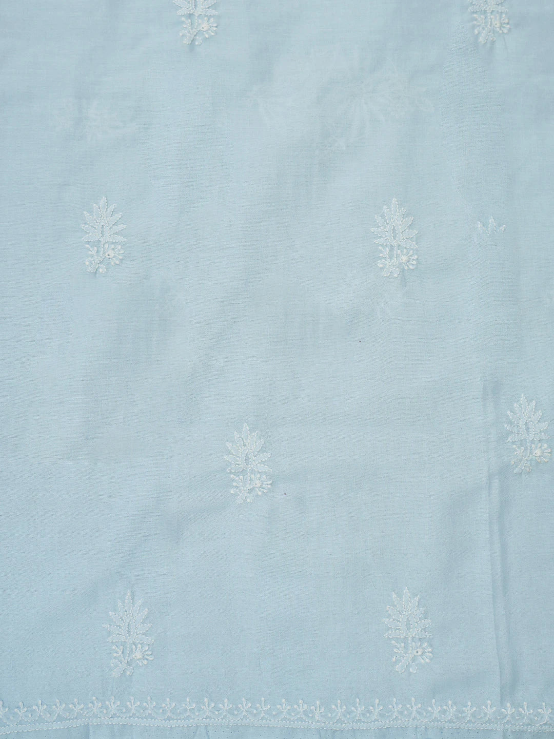 Ada Hand Embroidered Sky Blue Cotton Lucknowi Chikankari Unstitched Suit Piece 01A773557