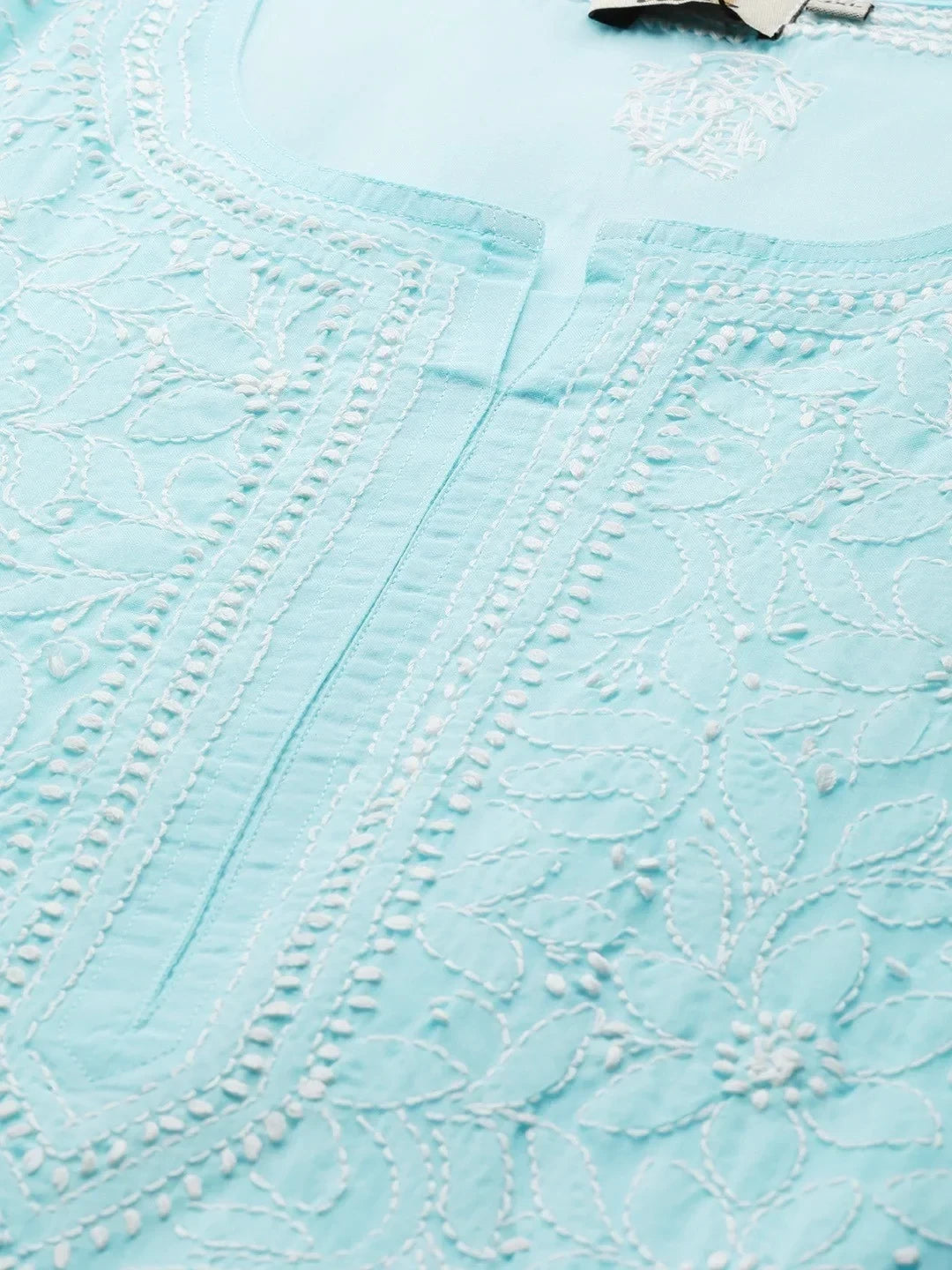 Ada Hand Embroidered Blue Cotton Lucknowi Chikankari Straight Kurta A411209