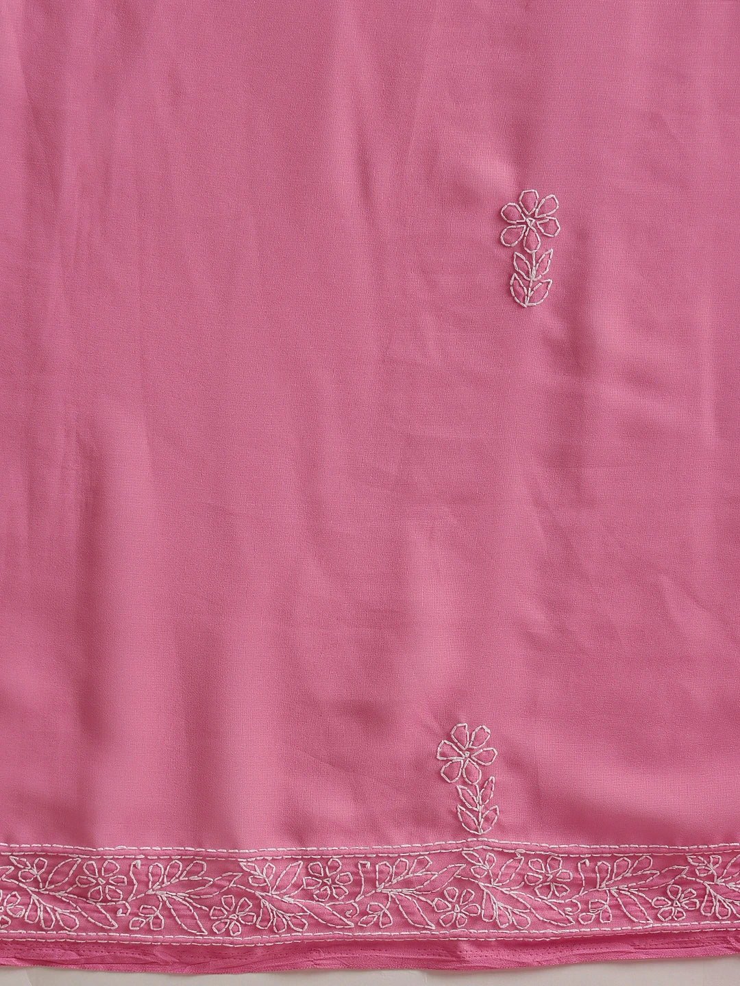 Ada Hand Embroidered Dark Pink Georgette Lucknow Chikankari Saree With Blouse A191783