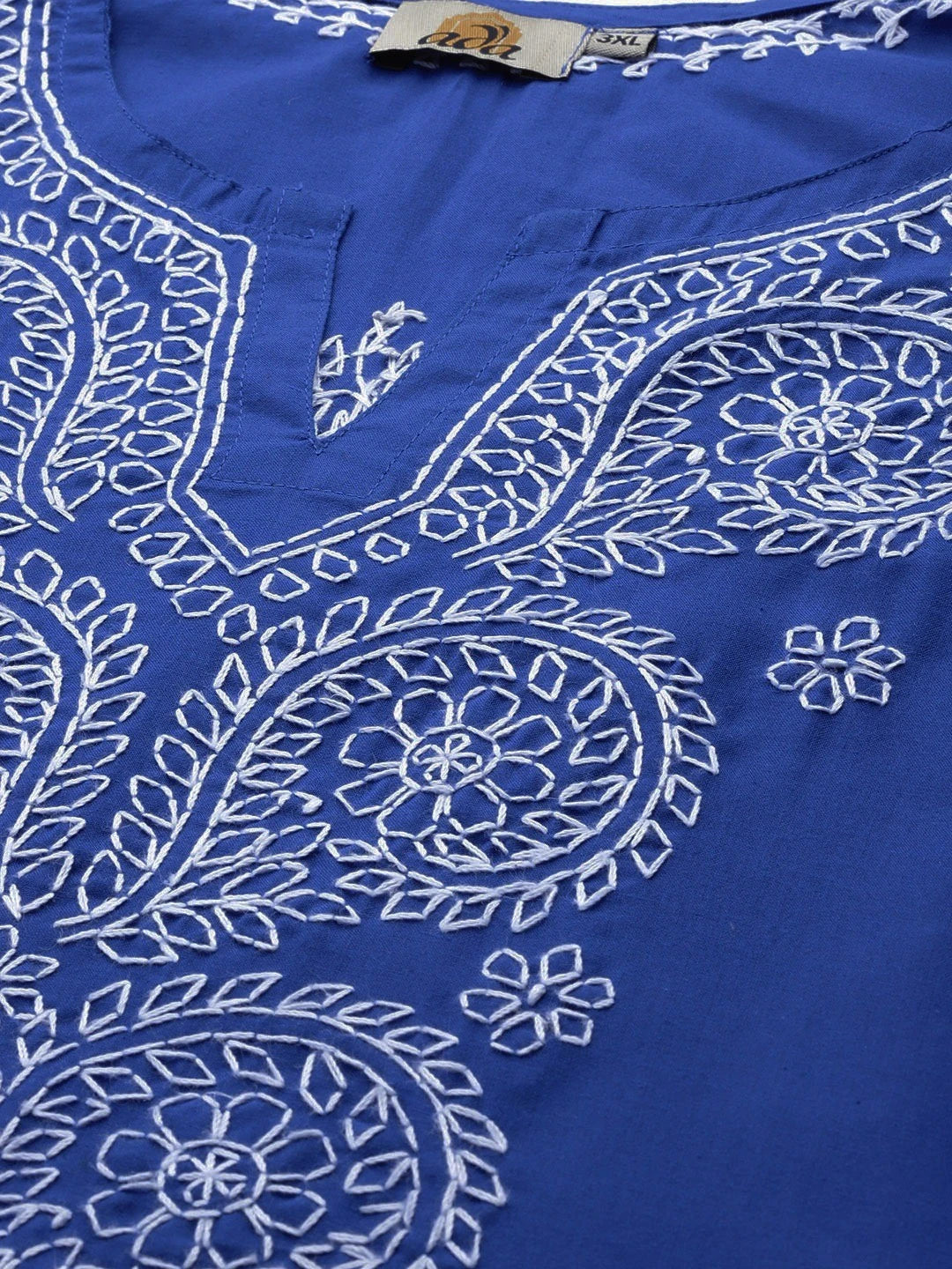 Ada Hand Embroidered Royal Blue Cotton Lucknowi Chikankari Straight  Kurta  A197442