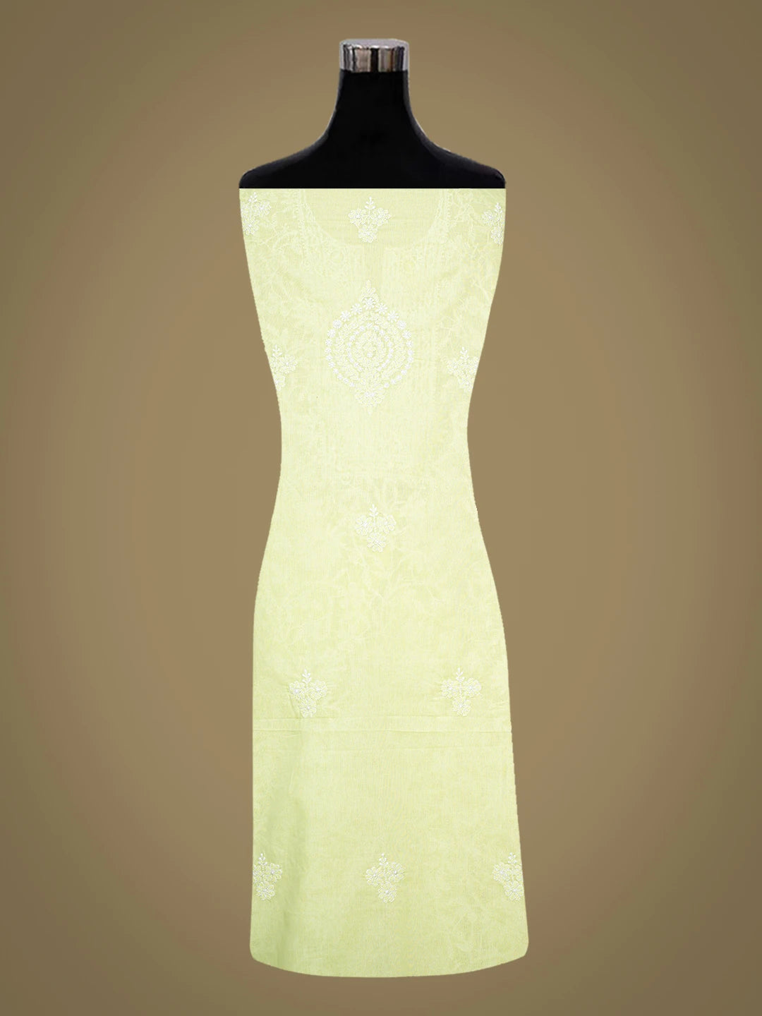 Ada Hand Embroidered Lime Green Cotton Lucknowi Chikankari Unstitched Suit Piece 01A782859