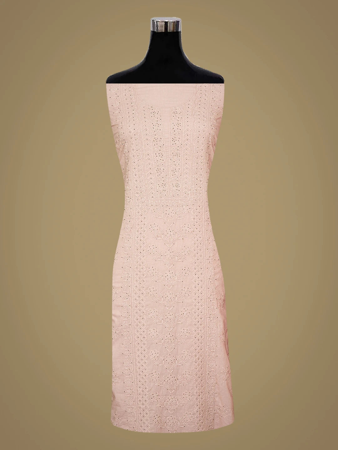 Ada Hand Embroidered Fairy Tale Pink Cotton Lucknowi Chikankari Unstitched Suit Piece With Mukaish Work 01A185846