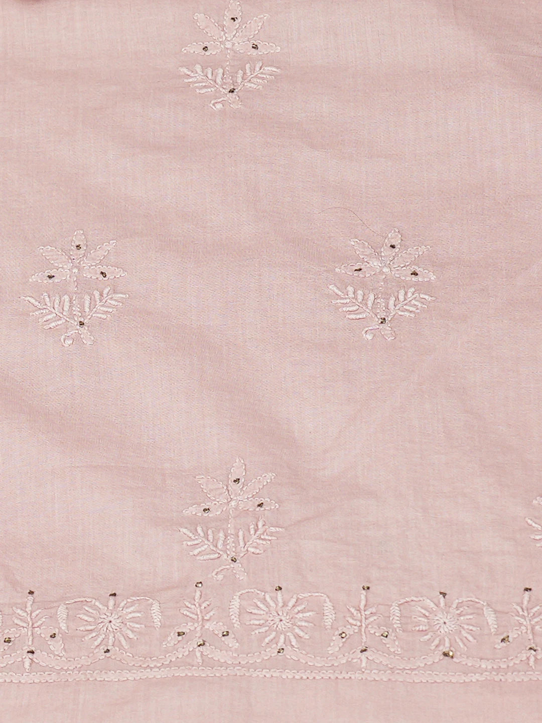 Ada Hand Embroidered Fairy Tale Pink Cotton Lucknowi Chikankari Unstitched Suit Piece With Mukaish Work 01A185846