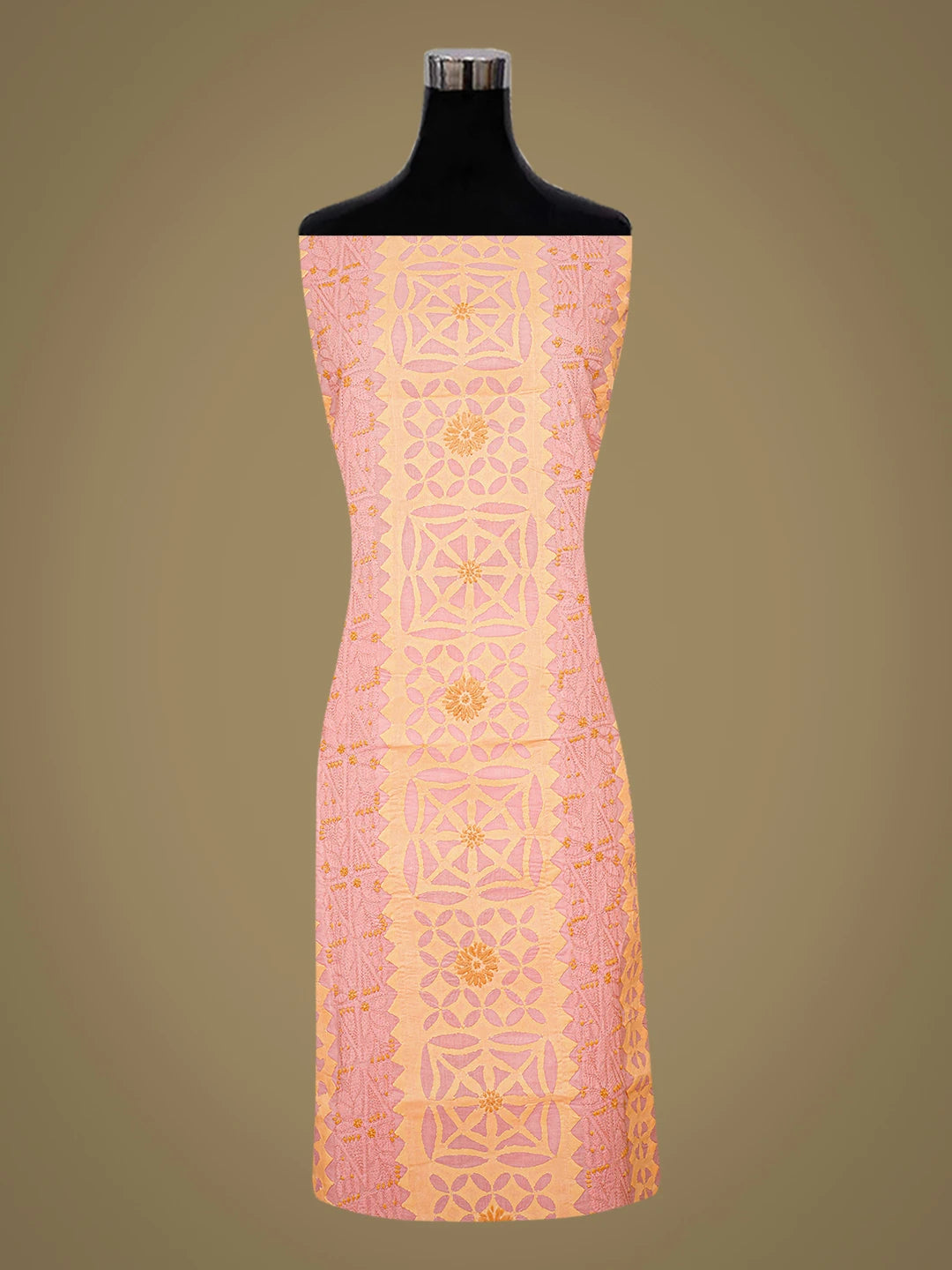 Ada Hand Embroidered Pink Cotton Lucknowi Chikankari Unstitched Suit Piece 01A723426