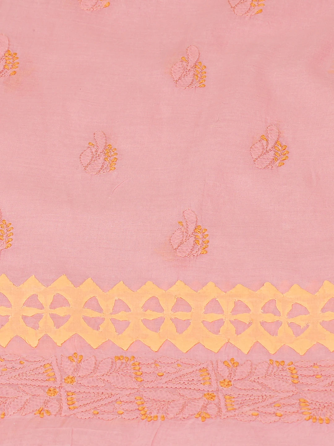 Ada Hand Embroidered Pink Cotton Lucknowi Chikankari Unstitched Suit Piece 01A723426