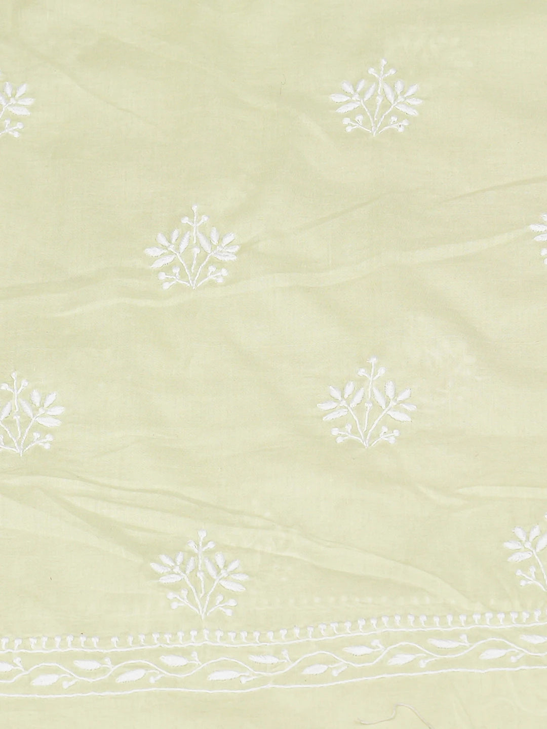 Ada Hand Embroidered Lime Green Cotton Lucknowi Chikankari Unstitched Suit Piece 01A650801
