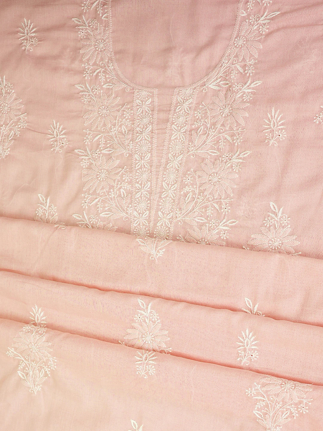 Ada Hand Embroidered Dusty Pink Cotton Lucknowi Chikankari Unstitched Suit Piece 01A773523
