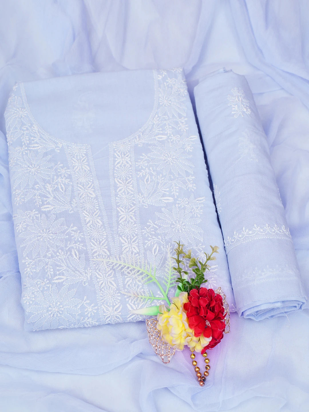 Ada Hand Embroidered Mauve Cotton Lucknowi Chikankari Unstitched Suit Piece 01A773529