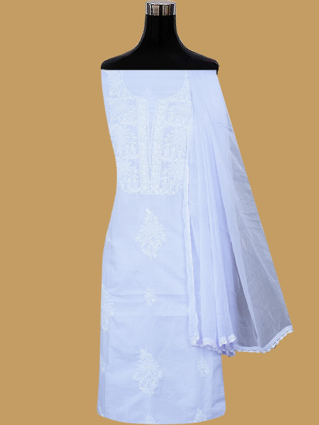 Ada Hand Embroidered Mauve Cotton Lucknowi Chikankari Unstitched Suit Piece 01A773529