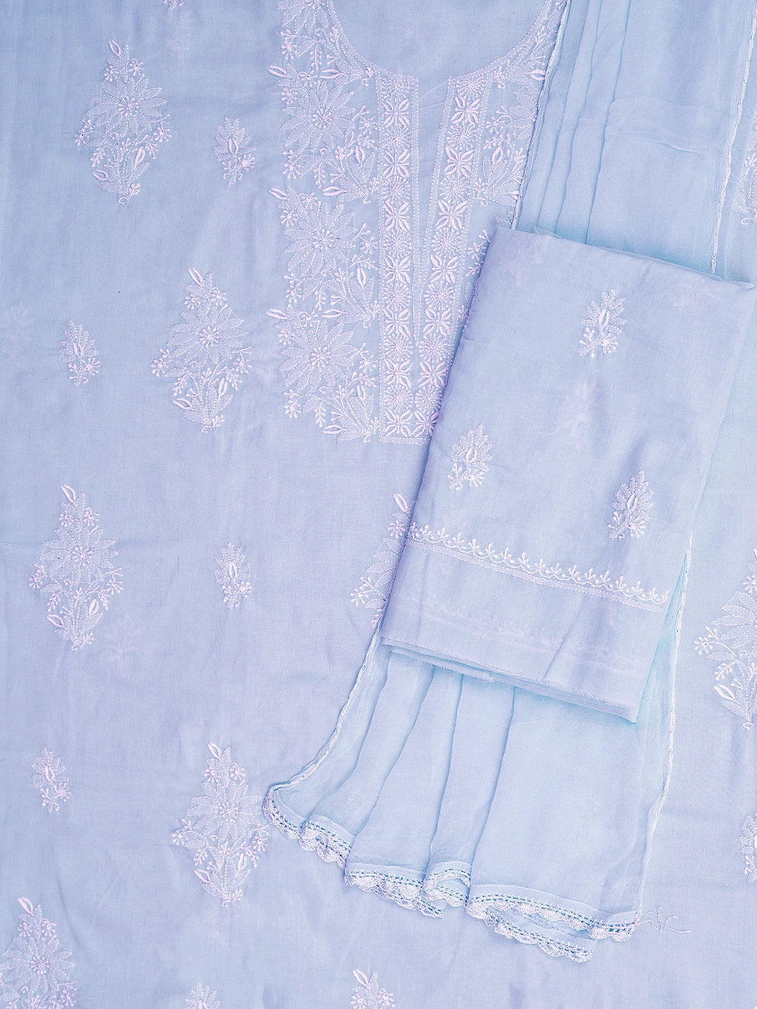 Ada Hand Embroidered Mauve Cotton Lucknowi Chikankari Unstitched Suit Piece 01A773529