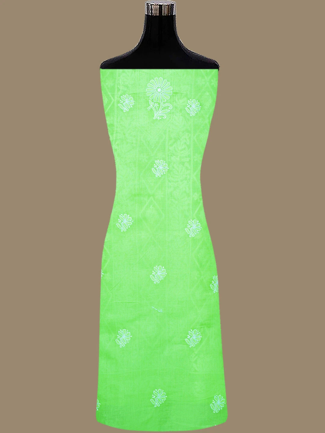 Ada Hand Embroidered Green Cotton Lucknowi Chikankari Unstitched Suit Piece 01A677497