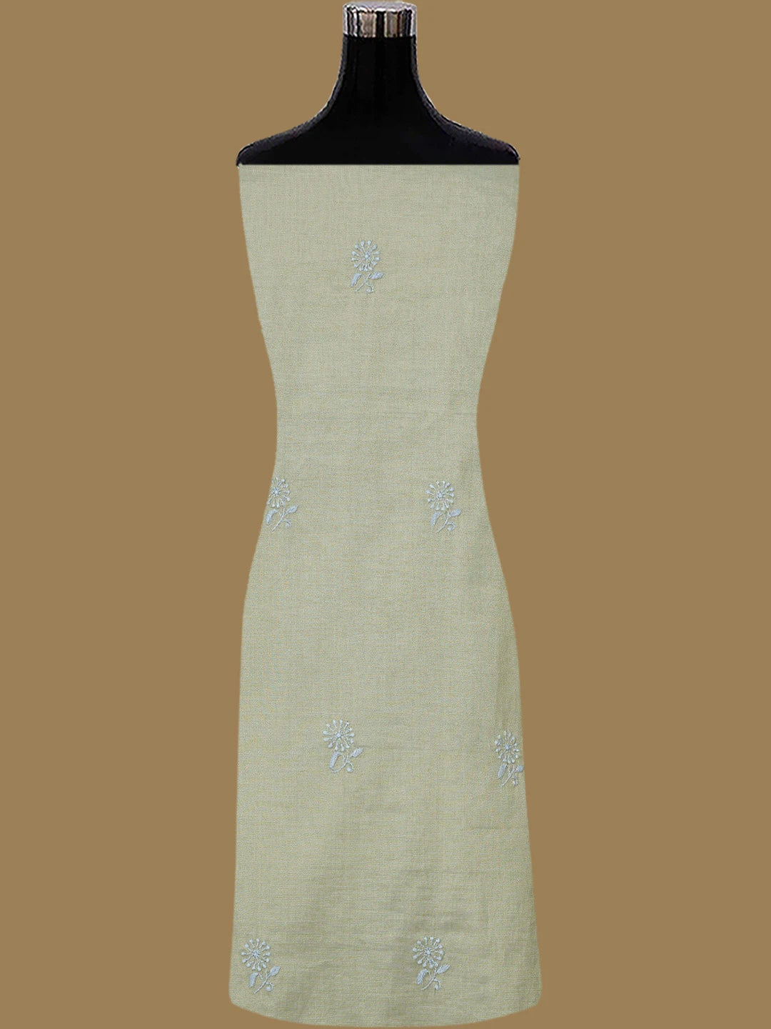 Ada Hand Embroidered Grey Tissue Lucknowi Chikankari Unstitched Kurta Dupatta Set 01A773169