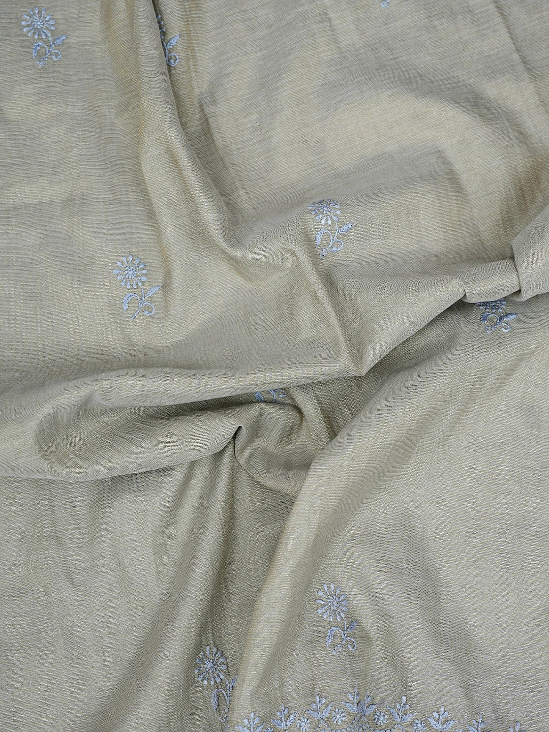Ada Hand Embroidered Grey Tissue Lucknowi Chikankari Unstitched Kurta Dupatta Set 01A773169