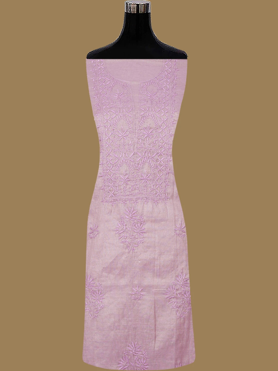 Ada Hand Embroidered Lavender Tissue Lucknowi Chikankari Unstitched Kurta Dupatta Set 01A779539
