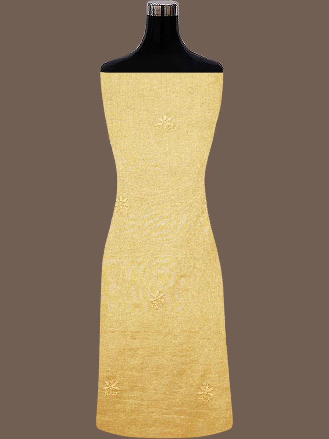 Ada Hand Embroidered Fawn Tissue Lucknowi Chikankari Unstitched Kurta Dupatta Set 01A773164