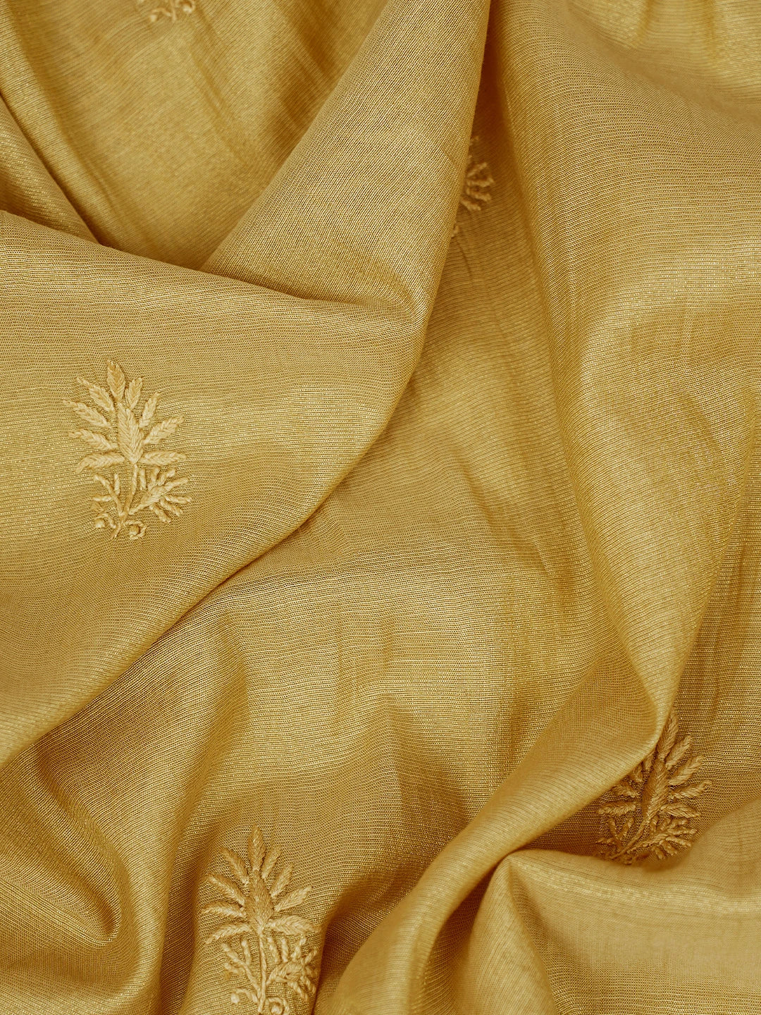 Ada Hand Embroidered Fawn Tissue Lucknowi Chikankari Unstitched Kurta Dupatta Set 01A773164