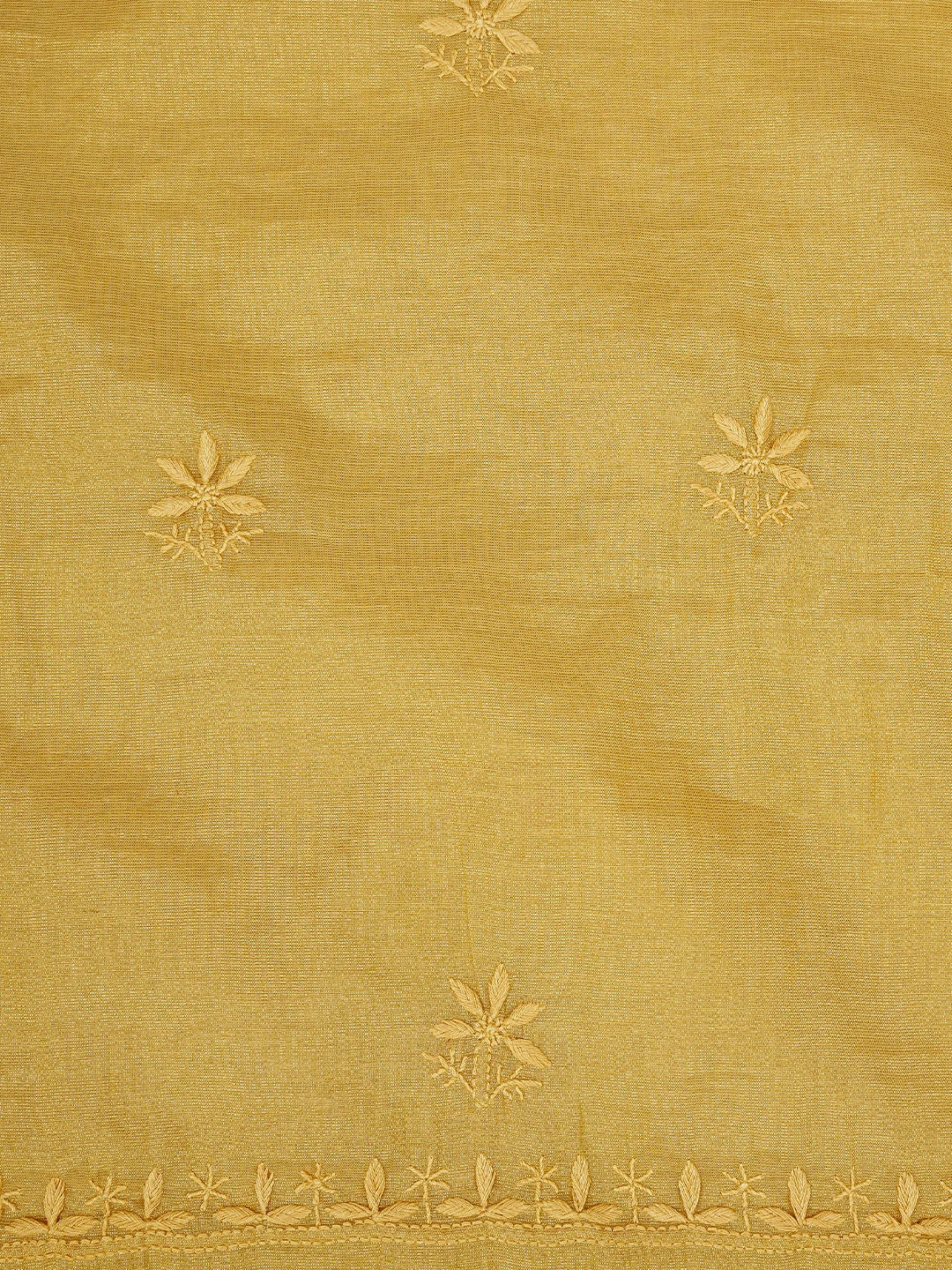 Ada Hand Embroidered Fawn Tissue Lucknowi Chikankari Unstitched Kurta Dupatta Set 01A773164