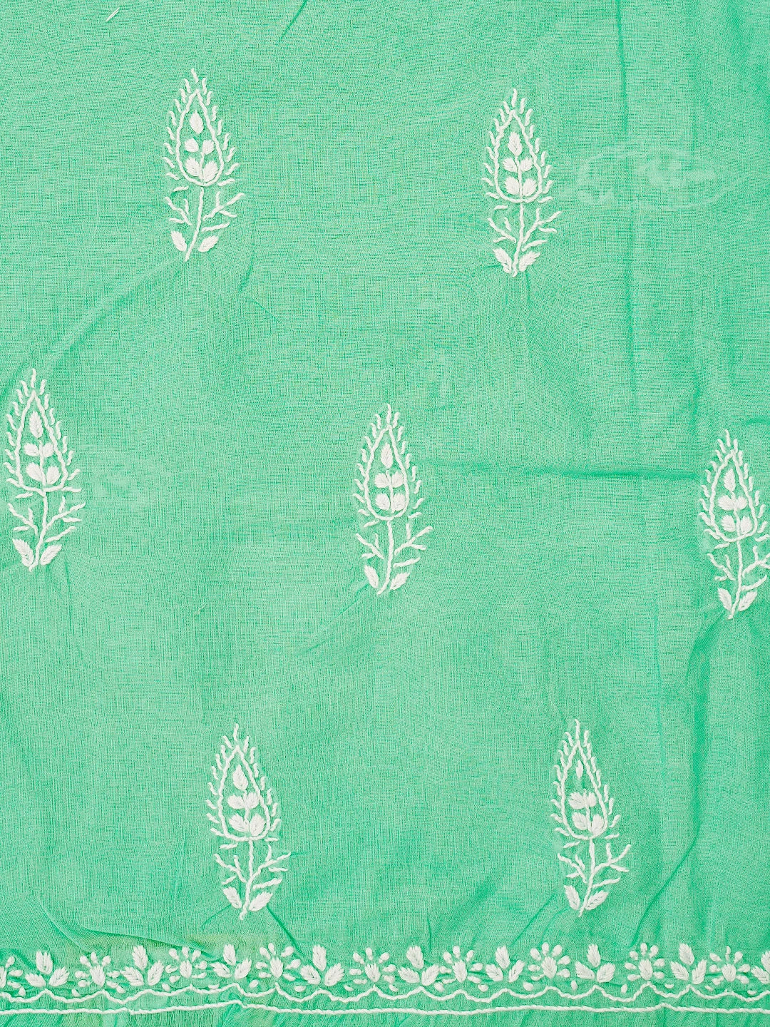 Ada Hand Embroidered Sea Green Cotton Lucknowi Chikankari Unstitched Suit Piece With Cutdana 01A767222