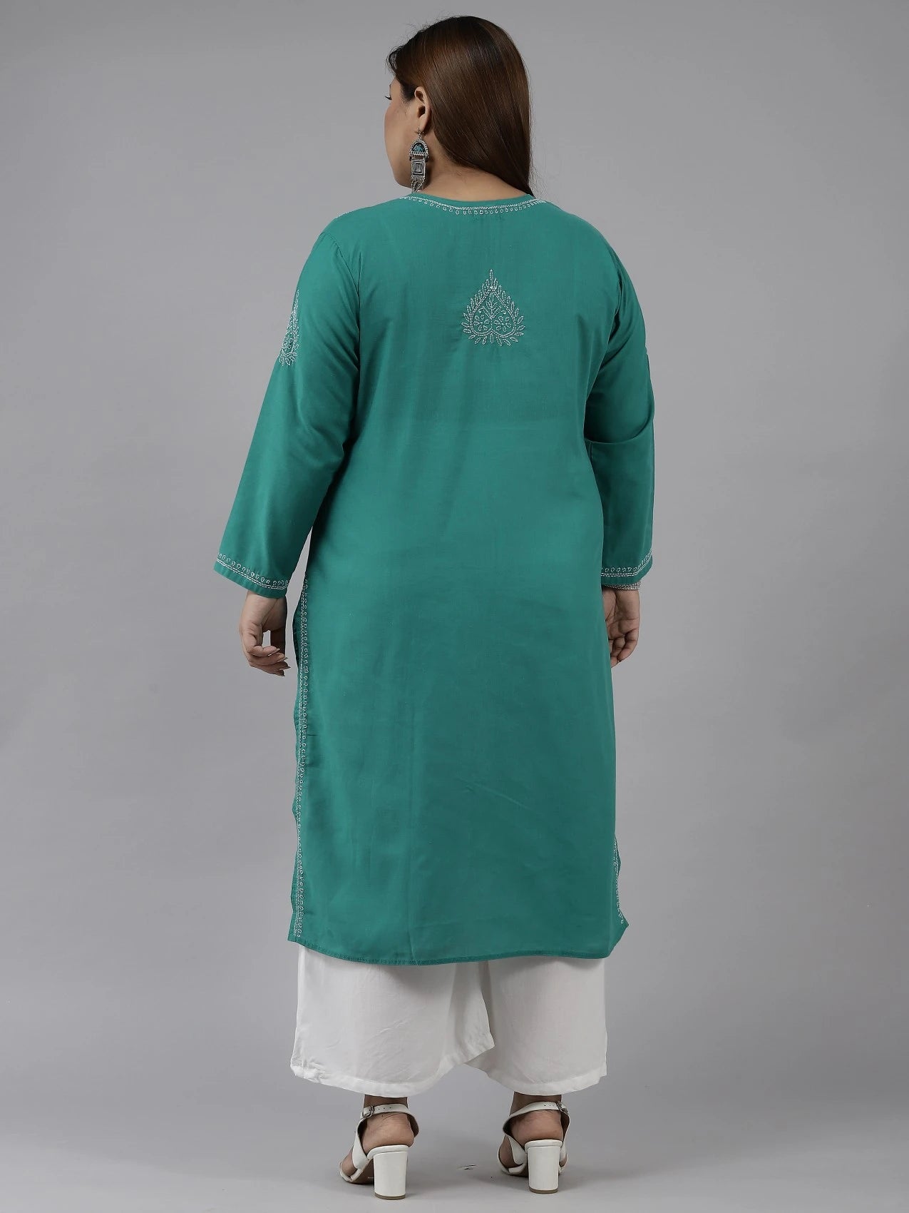 Ada Hand Embroidered Green Cotton Lucknowi Chikankari Straight Kurta A411311