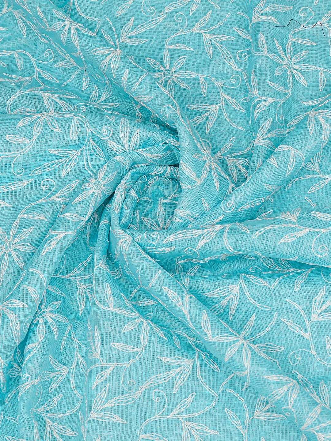 Ada Hand Embroidered Sky Blue Kota Lucknowi Chikankari Dupatta 01A751458