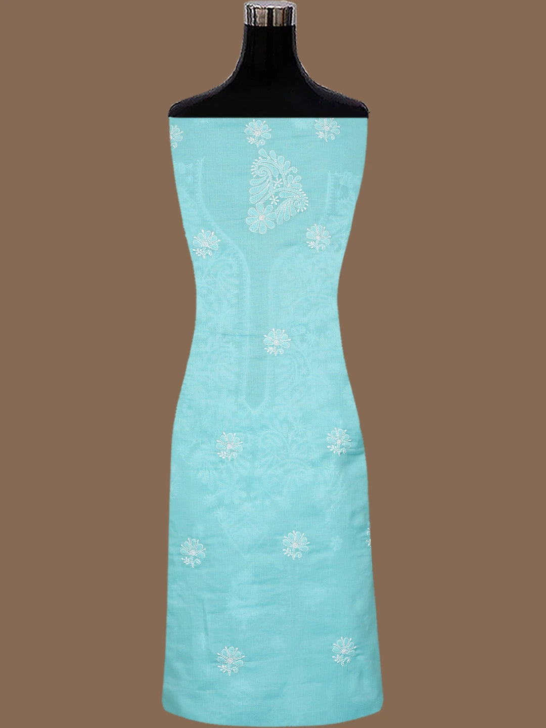 Ada Hand Embroidered Sky Blue Cotton Lucknowi Chikankari Unstitched Suit Piece 01A787342