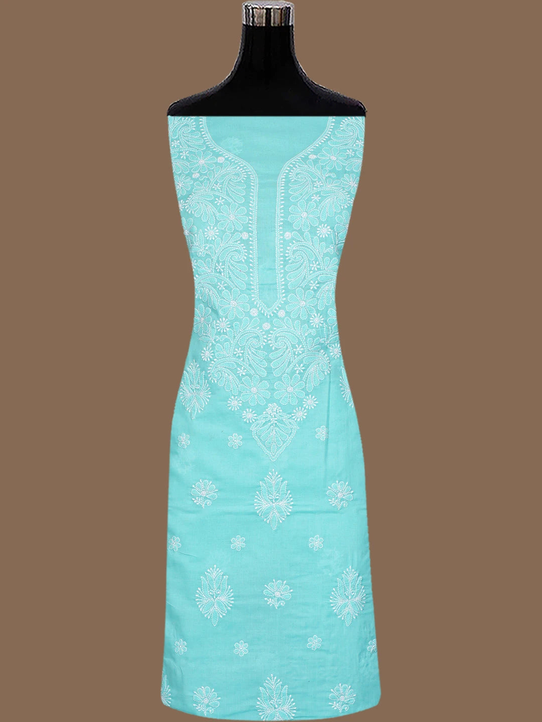 Ada Hand Embroidered Sky Blue Cotton Lucknowi Chikankari Unstitched Suit Piece 01A787342