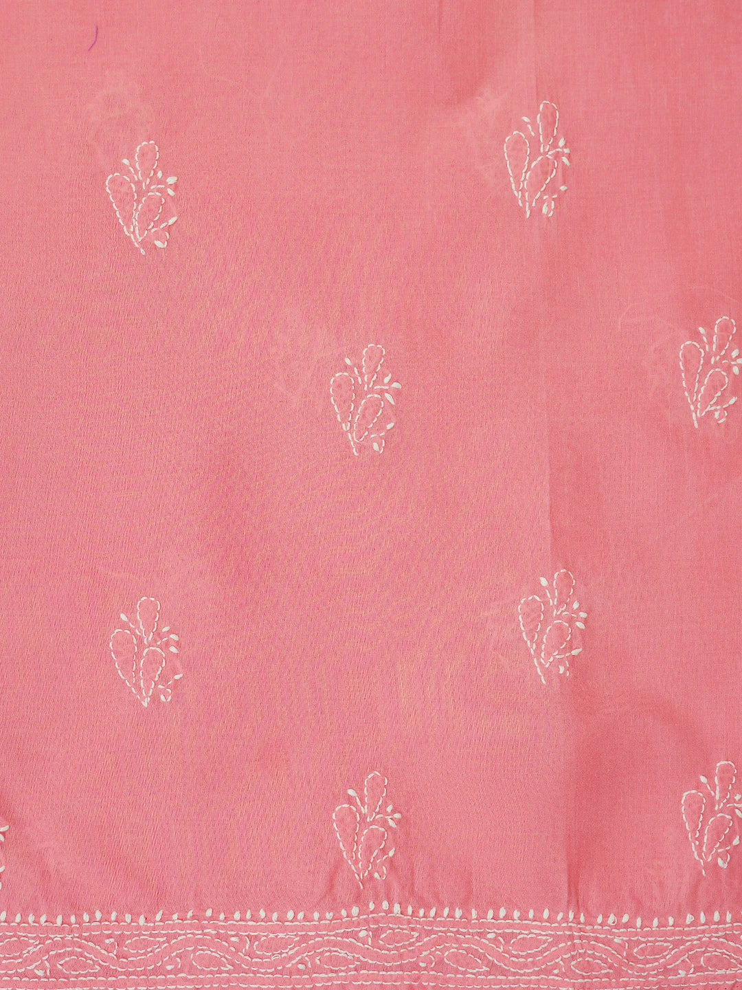 Ada Hand Embroidered Peach Cotton Lucknowi Chikankari Unstitched Suit Piece 01A787358