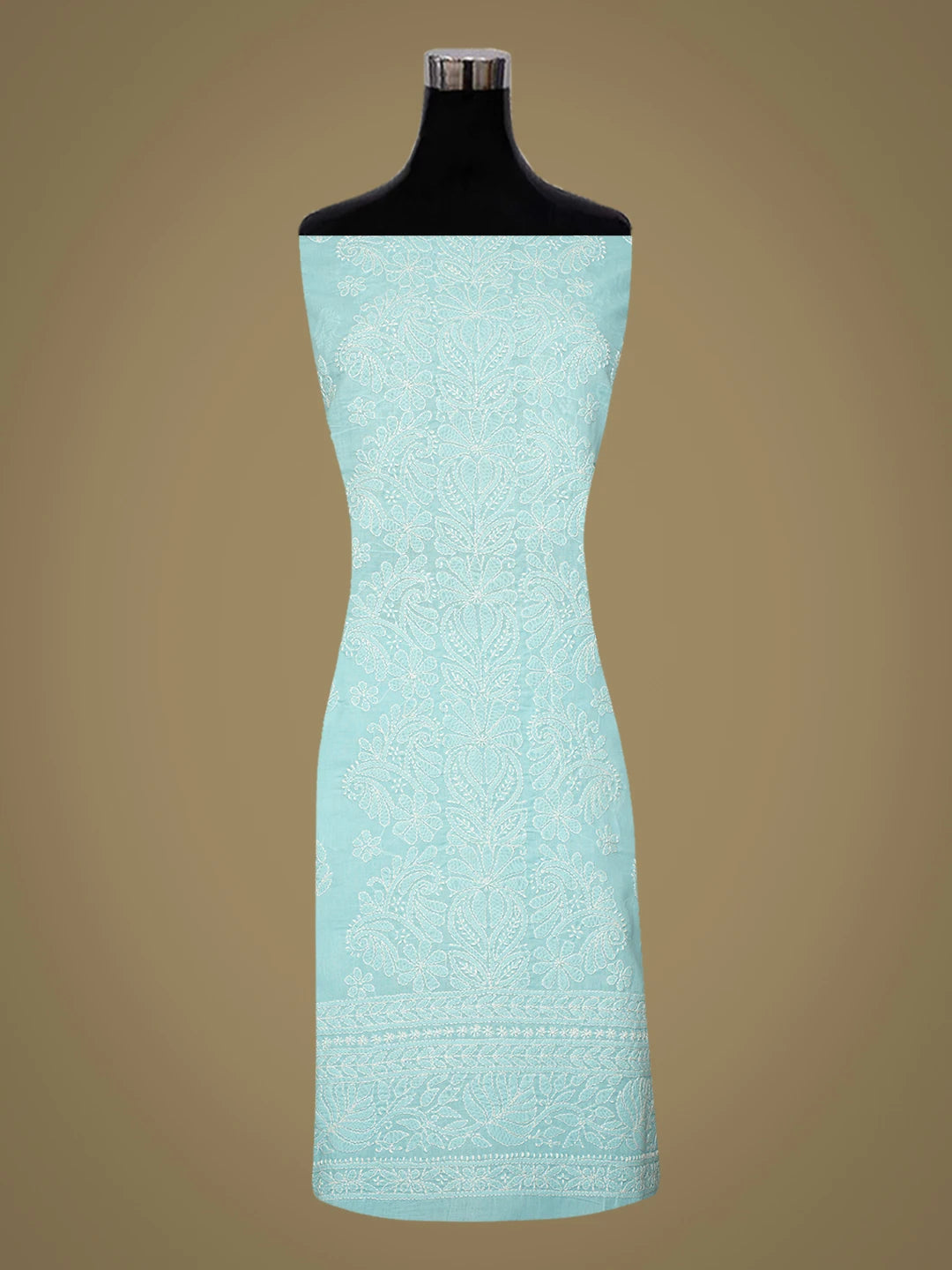 Ada Hand Embroidered Sky Blue Cotton Lucknowi Chikankari Unstitched Suit Piece 01A787263