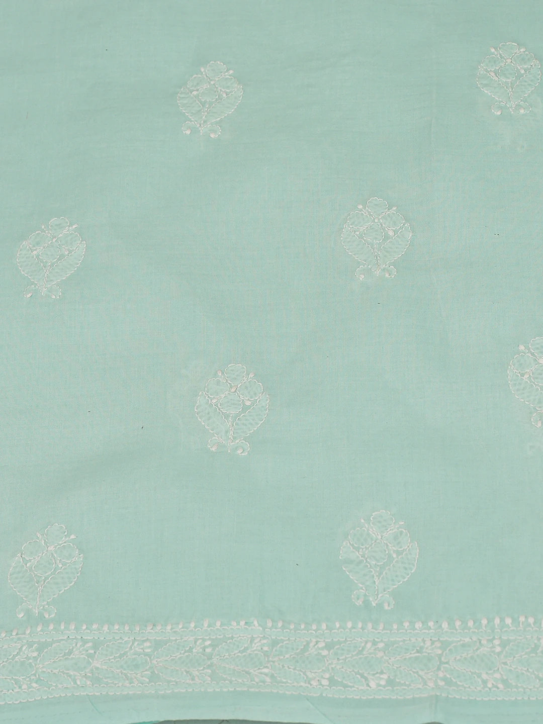 Ada Hand Embroidered Sea Green Cotton Lucknowi Chikankari Unstitched Suit Piece 01A787329