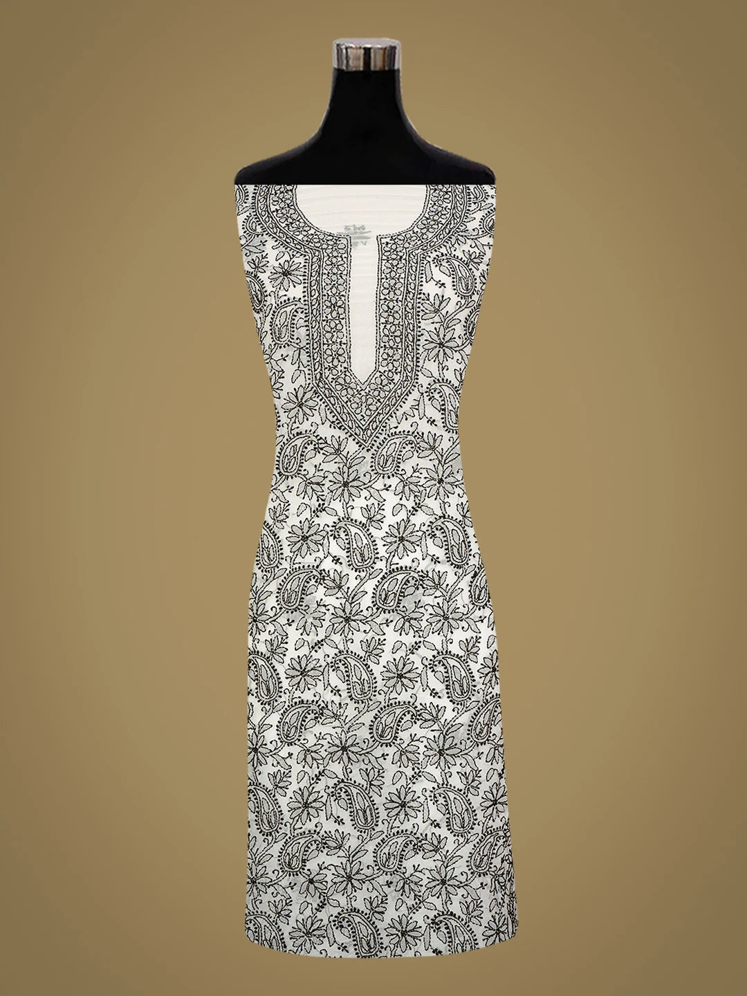 Ada Hand Embroidered White Georgette Lucknowi Chikankari Unstitched Kurta Piece 01A779375
