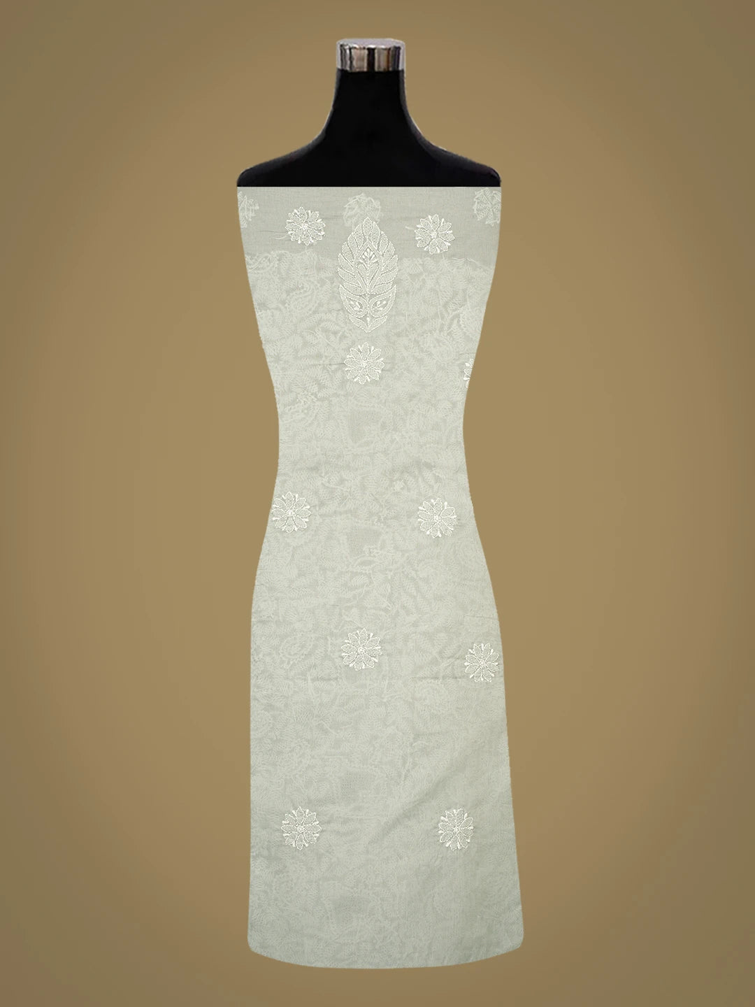 Ada Hand Embroidered Grey Cotton Lucknowi Chikankari Unstitched Suit Piece 01A787438