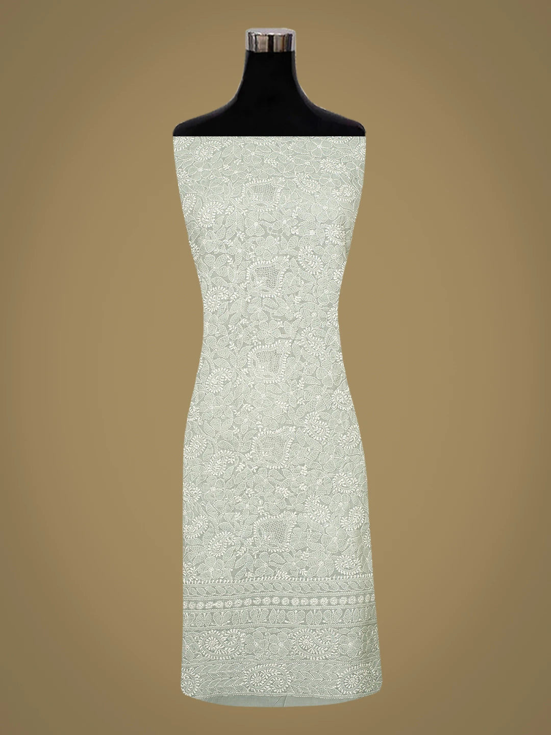 Ada Hand Embroidered Grey Cotton Lucknowi Chikankari Unstitched Suit Piece 01A787438