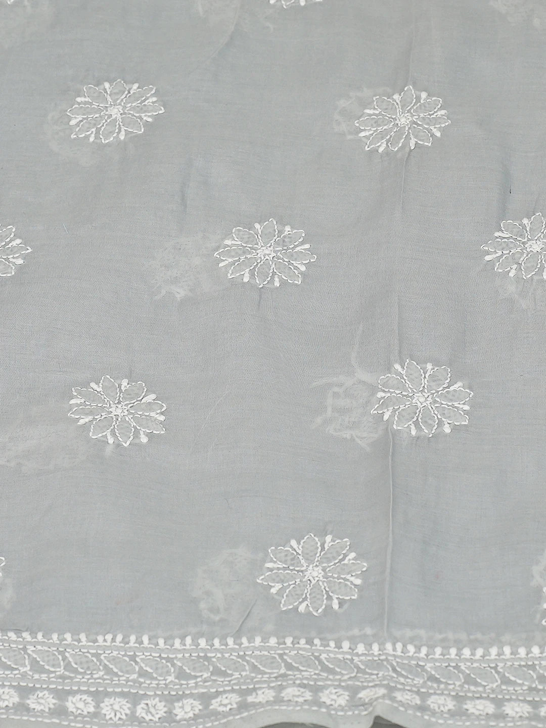 Ada Hand Embroidered Grey Cotton Lucknowi Chikankari Unstitched Suit Piece 01A787438
