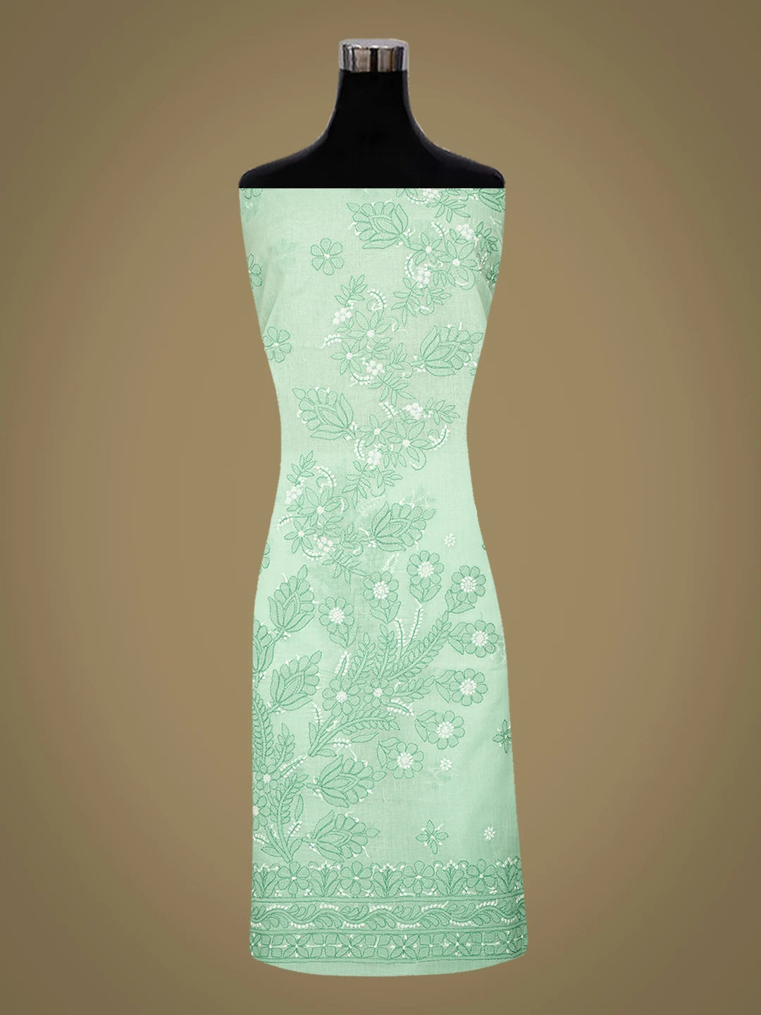 Ada Hand Embroidered Sea Green Cotton Lucknowi Chikankari Unstitched Suit Piece 01A786695