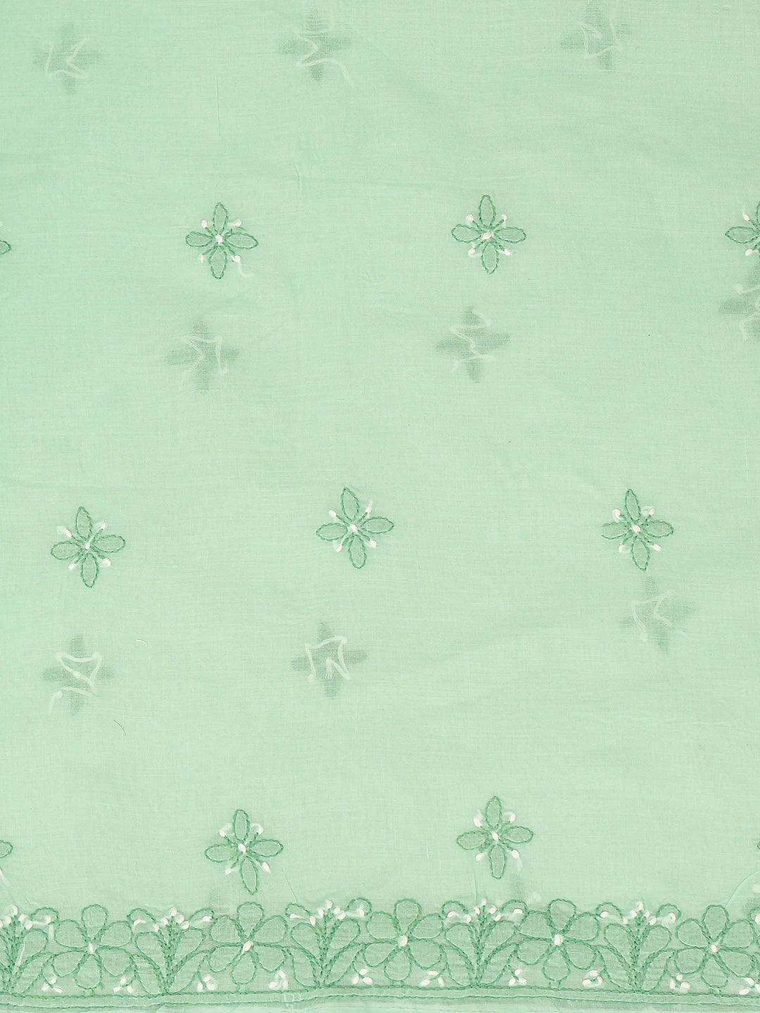 Ada Hand Embroidered Sea Green Cotton Lucknowi Chikankari Unstitched Suit Piece 01A786695