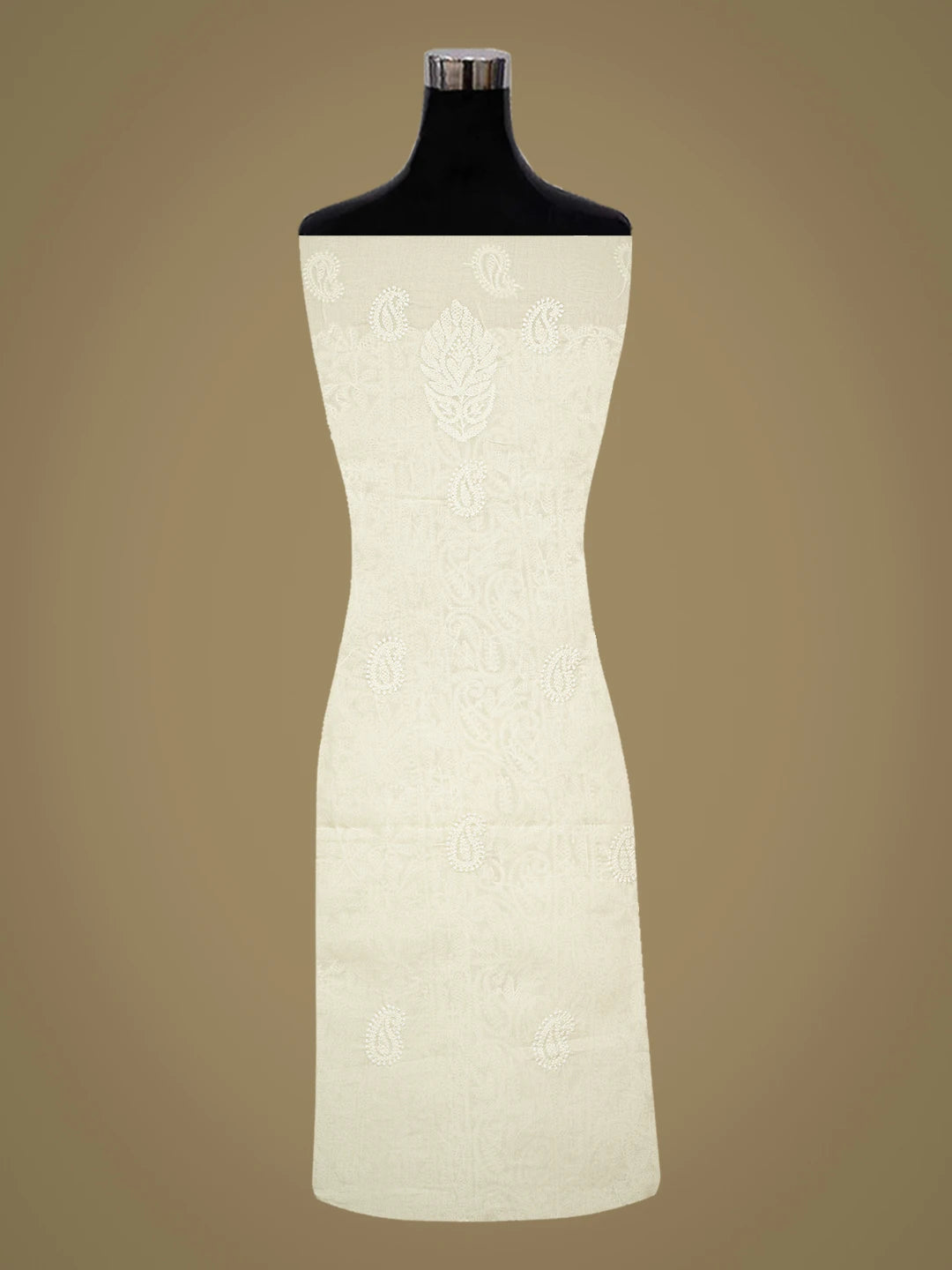 Ada Hand Embroidered Cream Cotton Lucknowi Chikankari Unstitched Suit Piece 01A787430