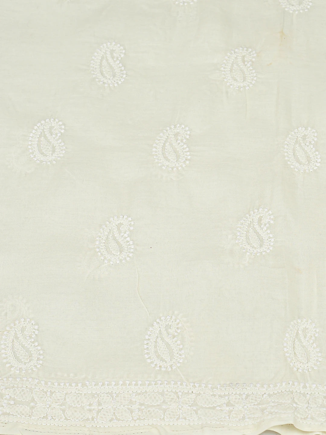 Ada Hand Embroidered Cream Cotton Lucknowi Chikankari Unstitched Suit Piece 01A787430