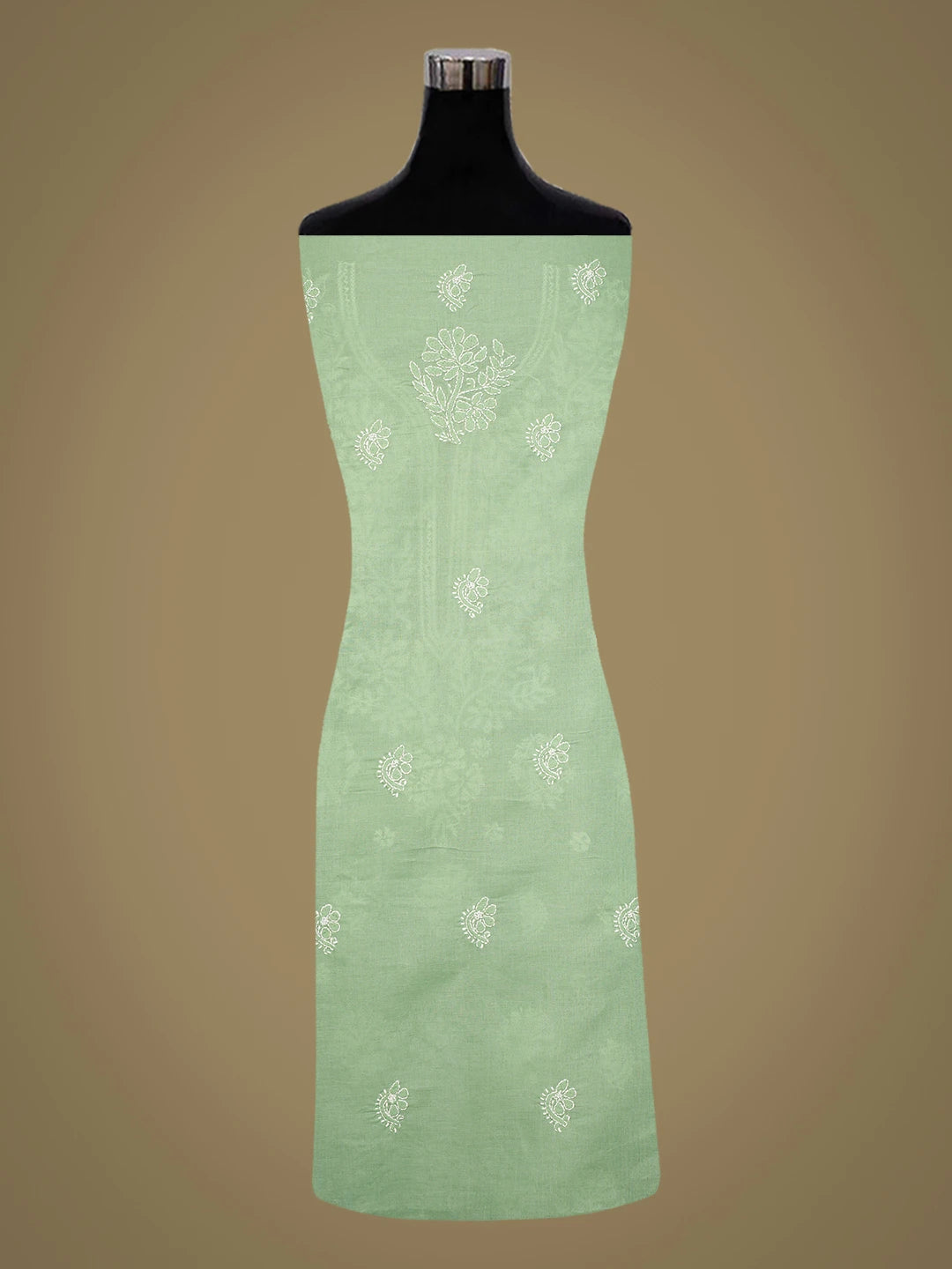 Ada Hand Embroidered Green Cotton Lucknowi Chikankari Unstitched Suit Piece 01A787369